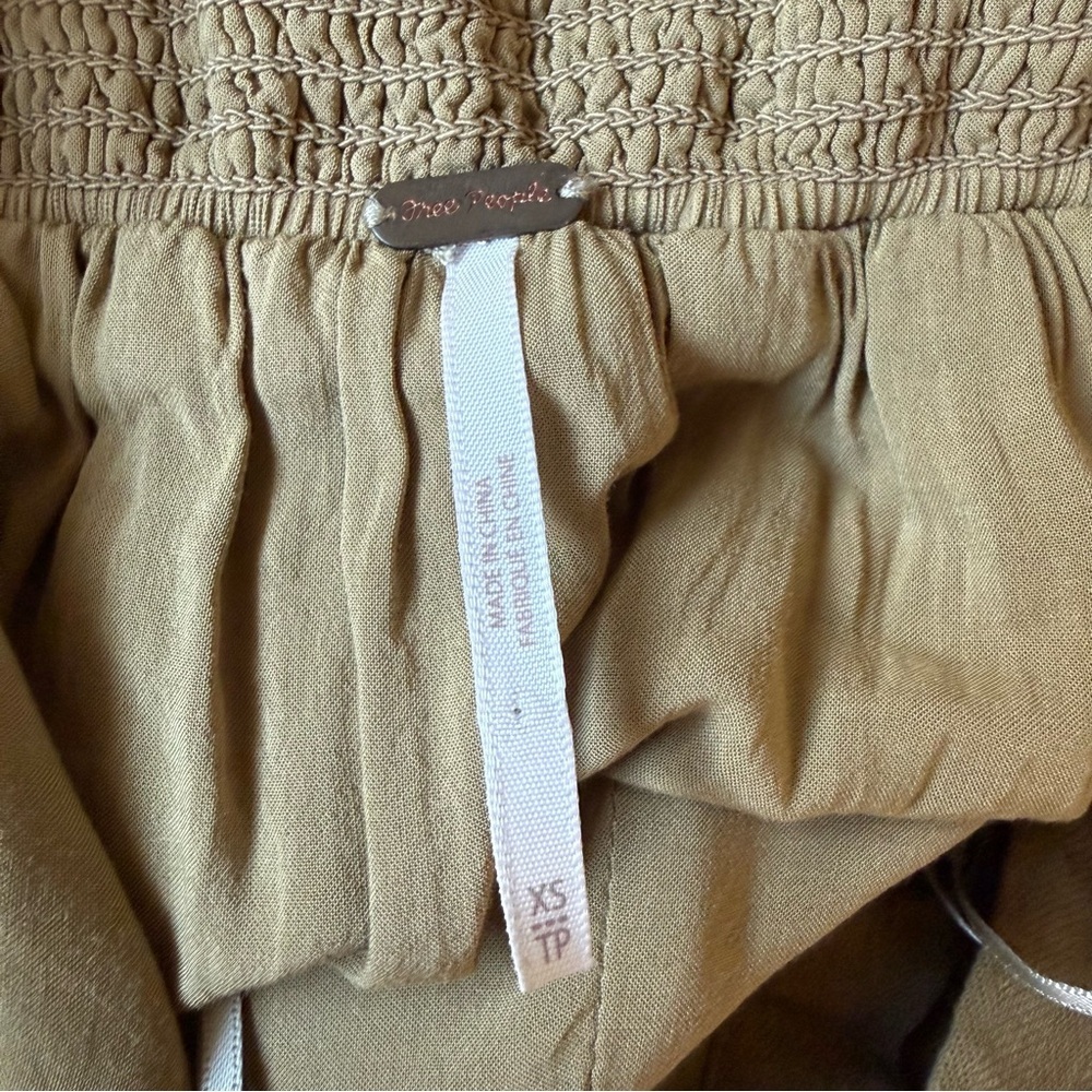 Free People button front midi dress linen cotton blend backless straps taupe XS‌ - Picture 7 of 10